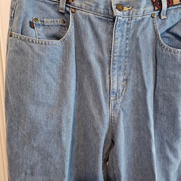 Democracy Vintage Beaded Jeans Women Size 14 Blue Y2K Cottage Boho Western Indie - Picture 7 of 13